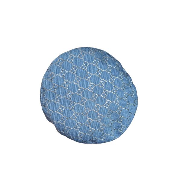 Gucci Canvas GG Monogram Denim Blue Wool Metallic Silver Beret main image 6